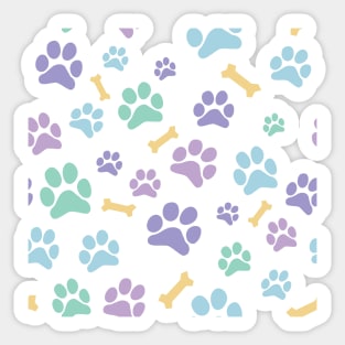 Pastel Puppy Paw Prints and Bones Black Pattern Sticker